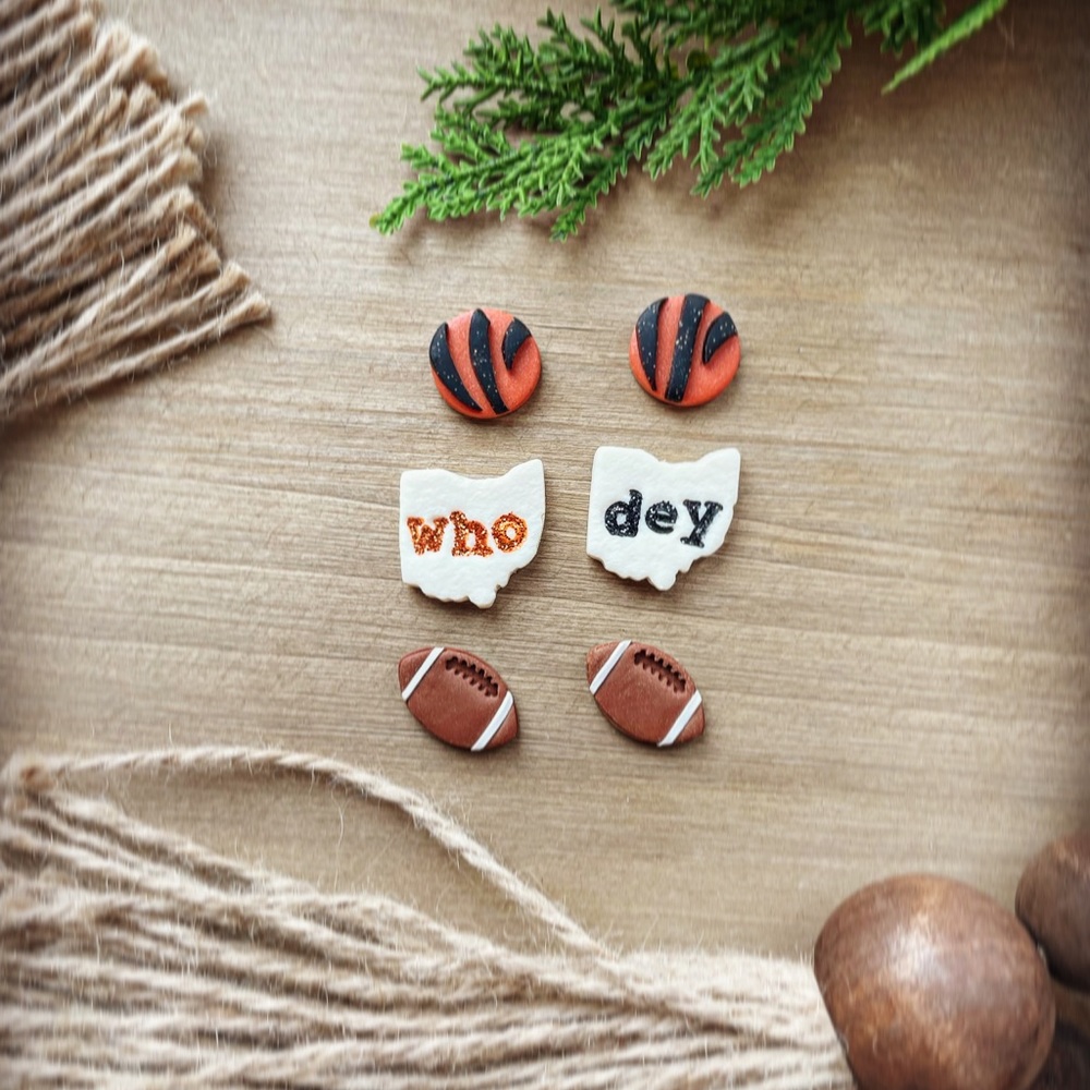 Bengals Earrings Polymer Clay studs